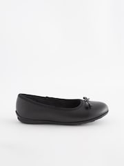 Black Matt Wide Fit (G) School Leather Ballet Shoes - Image 2 of 11