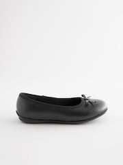 Black Matt Wide Fit (G) School Leather Ballet Shoes - Image 3 of 11