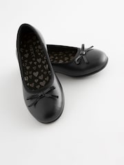Black Matt Wide Fit (G) School Leather Ballet Shoes - Image 5 of 11