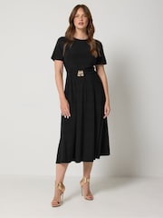 Star by Julien MacDonald Black Fit & Flare Metal Trim Dress - Image 1 of 4