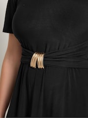 Star by Julien MacDonald Black Fit & Flare Metal Trim Dress - Image 4 of 4