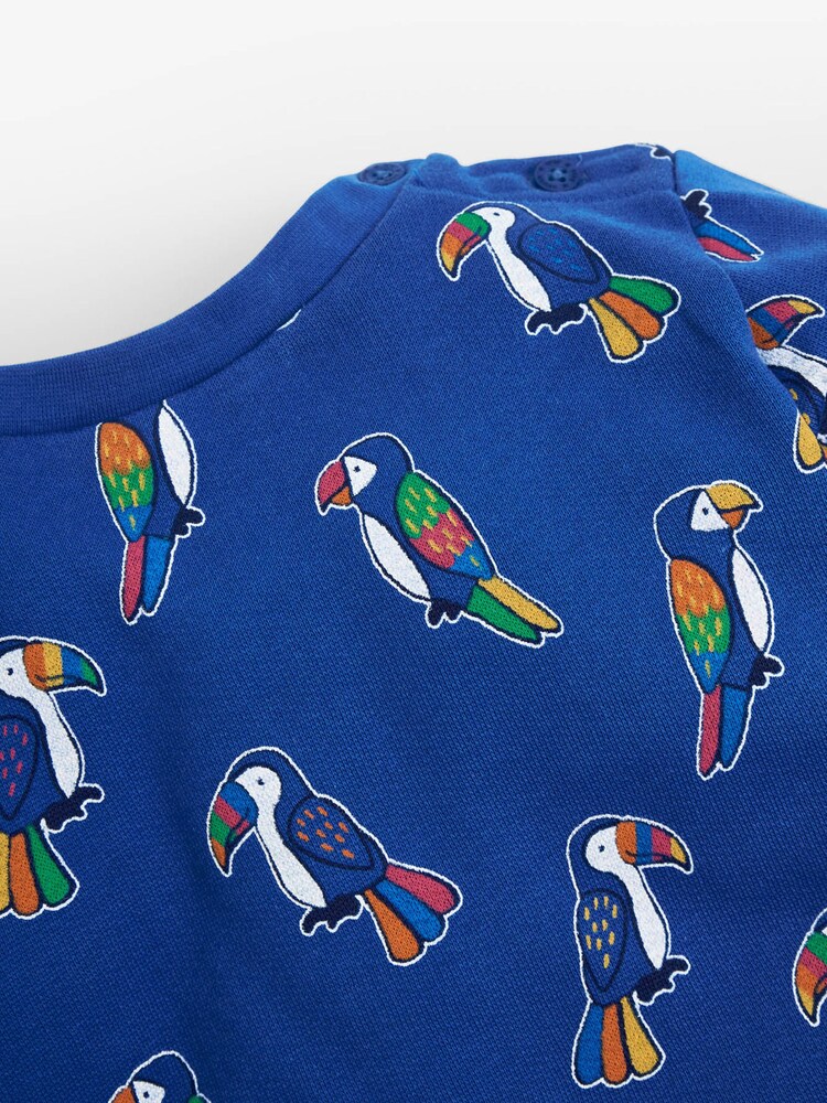 JoJo Maman Bébé Cobalt Kids' Cobalt Toucan & Parrot Print Sweatshirt - Image 2 of 2