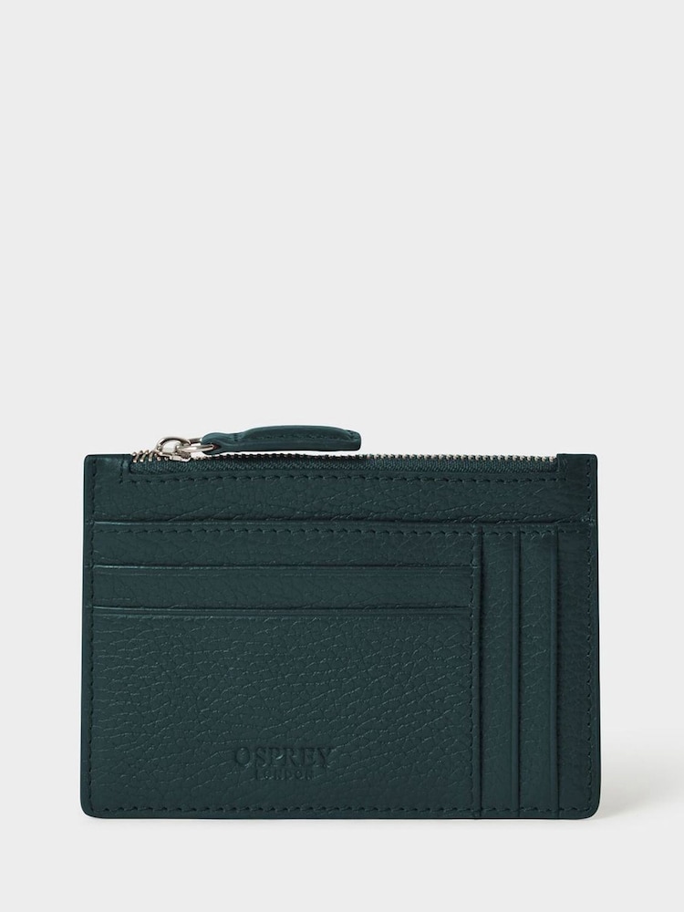 Osprey London Green The Jacob Leather Zip Card Holder - Image 1 of 5 Osprey London Green The Jacob Leather Zip Card Holder - Image 1 of 5