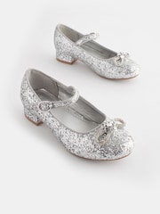 Silver Glitter Bow Mary Jane Occasion Shoes - Image 1 of 5