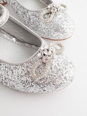 Silver Glitter Bow Mary Jane Occasion Shoes - Image 5 of 5