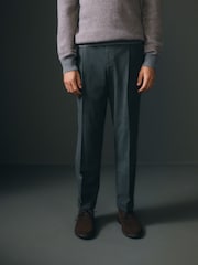 Charcoal Grey Relaxed Tapered Relaxed Fit Brushed Flannel Trousers - Image 1 of 9