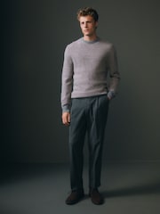Charcoal Grey Relaxed Tapered Relaxed Fit Brushed Flannel Trousers - Image 2 of 9
