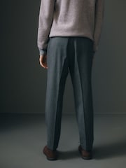 Charcoal Grey Relaxed Tapered Relaxed Fit Brushed Flannel Trousers - Image 3 of 9