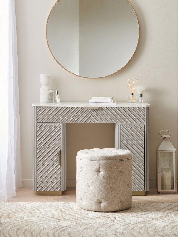 Light Grey Valencia 1 Drawer 2 Doors Solid Mango Wood Dressing Table - Image 1 of 12