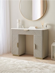 Light Grey Valencia 1 Drawer 2 Doors Solid Mango Wood Dressing Table - Image 3 of 12