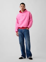 Gap Red & Pink Reversible Heavyweight Logo Hoodie - Image 4 of 7