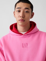Gap Red & Pink Reversible Heavyweight Logo Hoodie - Image 5 of 7