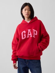 Gap Red & Pink Reversible Heavyweight Logo Hoodie - Image 6 of 7