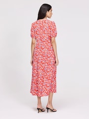 Finery Red Robyn Floral Button Through Midi  Dress - Image 2 of 5