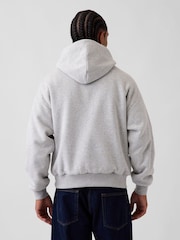 Gap Grey & Navy Reversible Heavyweight Logo Hoodie - Image 3 of 7