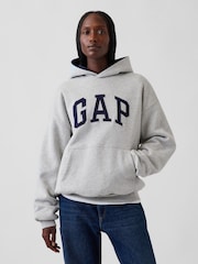 Gap Grey & Navy Reversible Heavyweight Logo Hoodie - Image 4 of 7