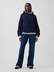 Gap Grey & Navy Reversible Heavyweight Logo Hoodie - Image 6 of 7