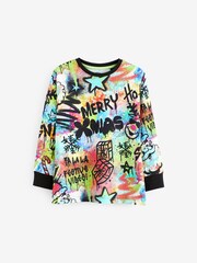 Разноцветный принт в стиле граффити - Christmas Pyjamas (3-16yrs) - Изображение 2 из 4