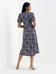 Finery Blue Robyn Button Through Midi Dress - Image 2 of 5
