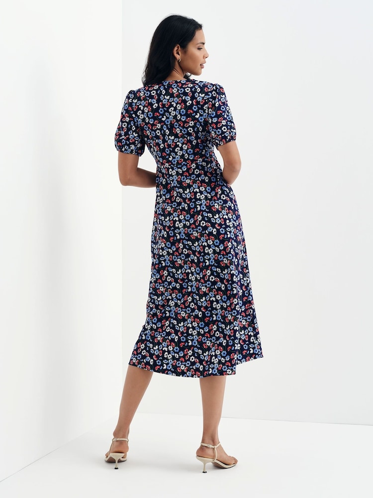 Finery Blue Robyn Button Through Midi Dress - Image 2 of 5 Finery Blue Robyn Button Through Midi Dress - Image 2 of 5