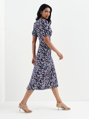 Finery Blue Robyn Button Through Midi Dress - Image 4 of 5