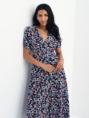 Finery Blue Robyn Button Through Midi Dress - Image 5 of 5
