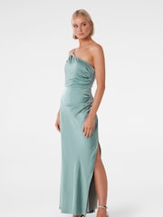 Forever New Sage Green Kelly One Shoulder Satin Maxi Dress - Image 3 of 4