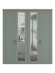 Wiemann Sage Green Truro 4 Door Wood and Mirror Semi Fitted Wardrobe - Image 3 of 4