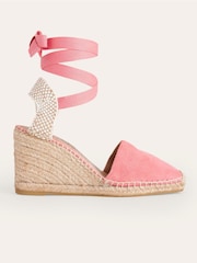 Boden Pink Square Toe Espadrille Wedges - Image 2 of 4