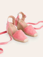 Boden Pink Square Toe Espadrille Wedges - Image 3 of 4