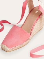 Boden Pink Square Toe Espadrille Wedges - Image 4 of 4