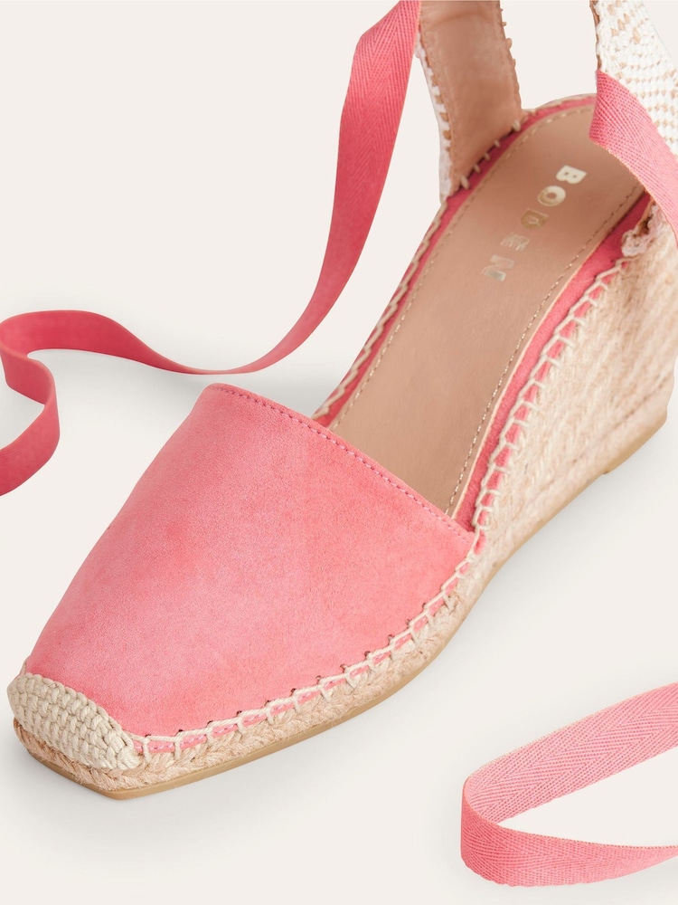 Boden Pink Square Toe Espadrille Wedges - Image 4 of 4