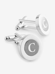 Silver Tone Round Letter Cufflinks - Image 3 of 7