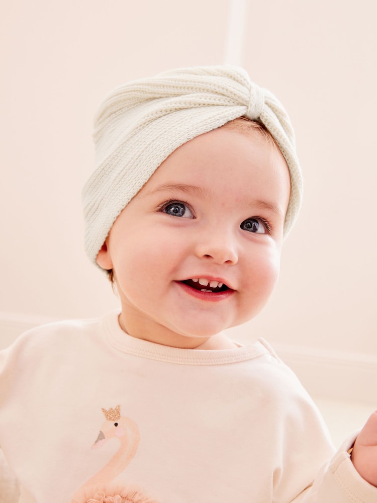 Cream - Pletena kapa turban za dojenčke (0 mesecev-3 let) - Slika 1 iz 5
