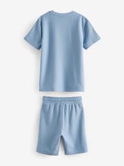 Blue Texture 100% Cotton Shorts and T-Shirt Set (3-16yrs) - Image 2 of 3