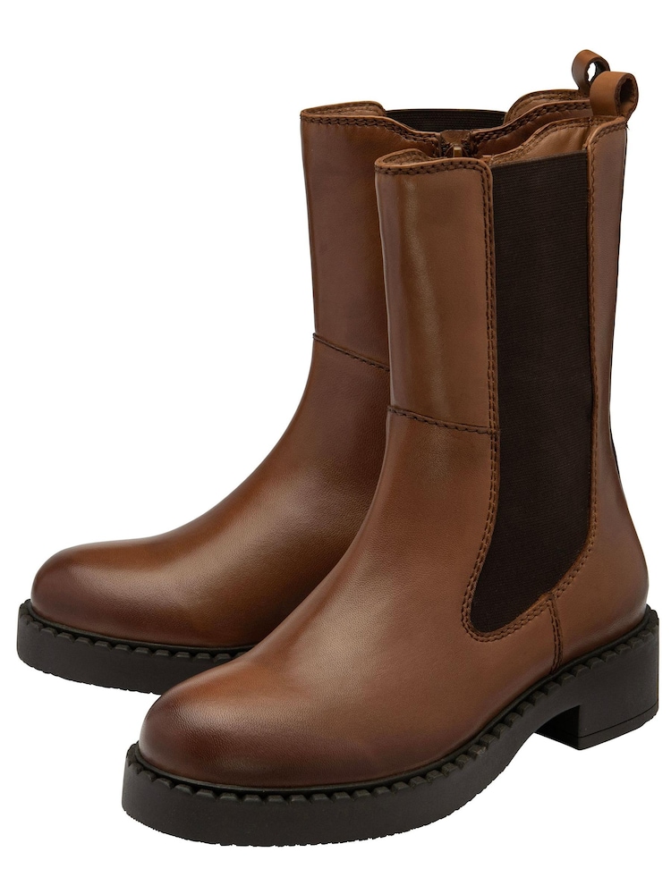 Ravel Brown Light Leather High Cut Gusset Chelsea Boots - Image 2 of 4 Ravel Brown Light Leather High Cut Gusset Chelsea Boots - Image 2 of 4