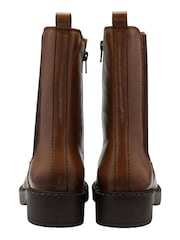 Ravel Brown Light Leather High Cut Gusset Chelsea Boots - Image 3 of 4