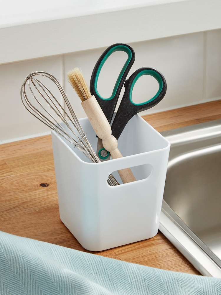 Wham Set of 5 White Studio Square Plastic Storage Baskets - Image 2 of 4