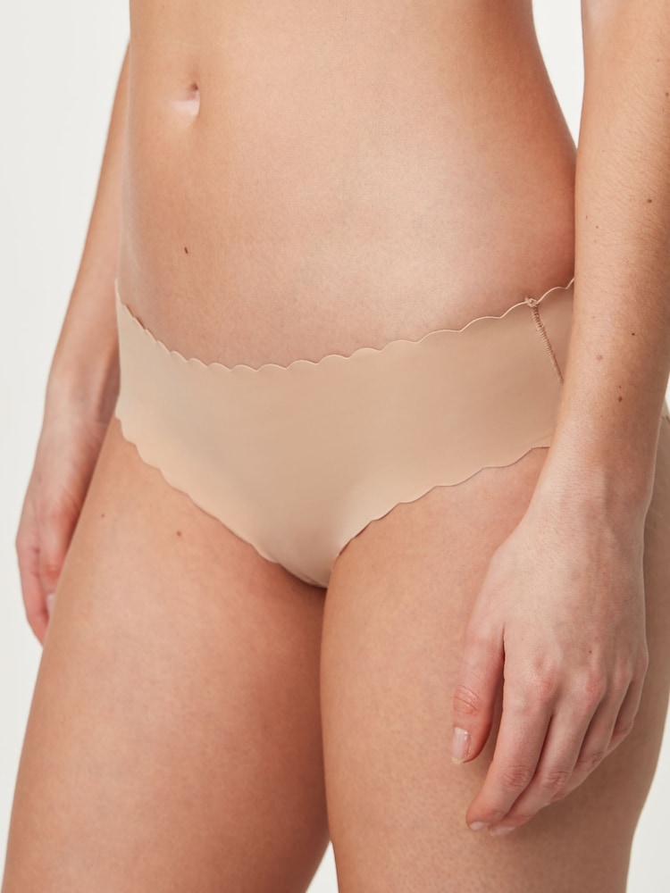Pastel Rose Nude Brazilian No VPL Scallop Edge Knickers - Image 1 of 4