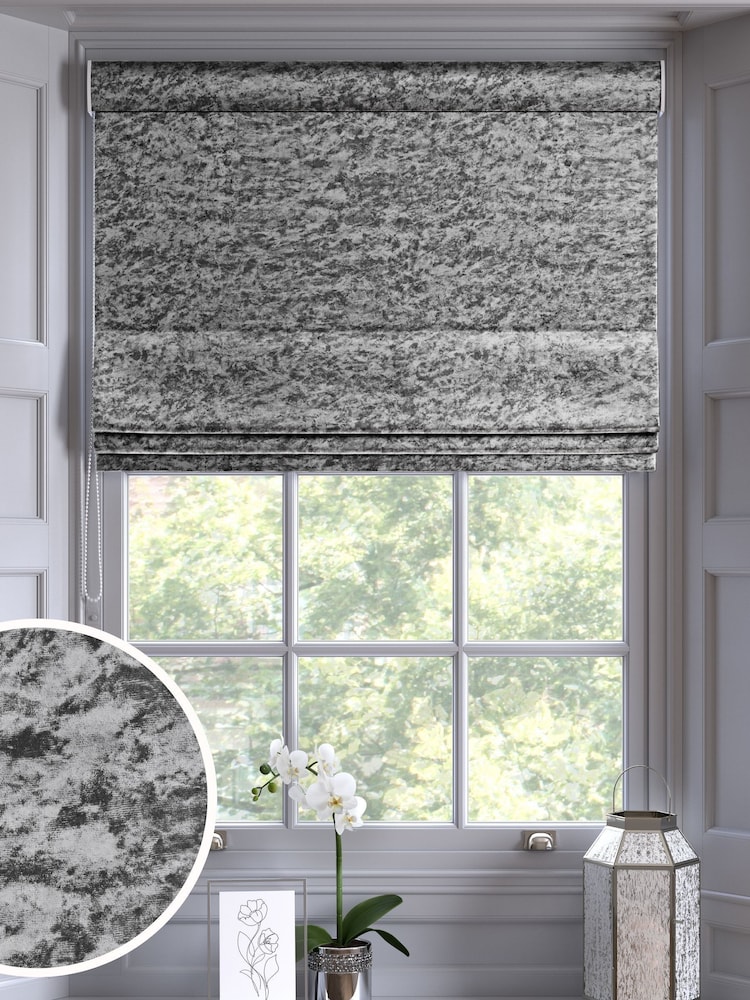 Grey Crushed Made To Measure Roman Blind - Image 1 of 6