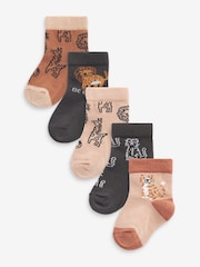 Brown Lion Baby Socks 5 Pack (0mths-2yrs) - Image 1 of 6