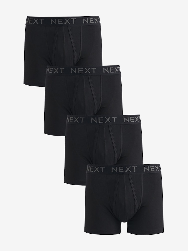 Black 4 pack A-Front Cotton Rich Boxers - Image 1 of 6