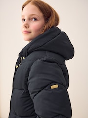 Schwarz - Spritzwasserbeständiger, gesteppter Mantel mit Kunstfellfutter und Kapuze (3-16Jahre) - Image 7 of 12