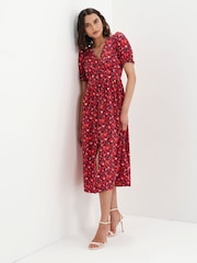 Finery Red Samantha Button Through Midi Dress - Image 5 of 5