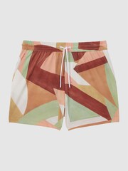 Reiss Dusty Rose Brass Printed Drawstring Swim Shorts - Image 2 of 5