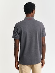 GANT Antracite Grey Melange Contrast Collar Polo Shirt - Image 2 of 4