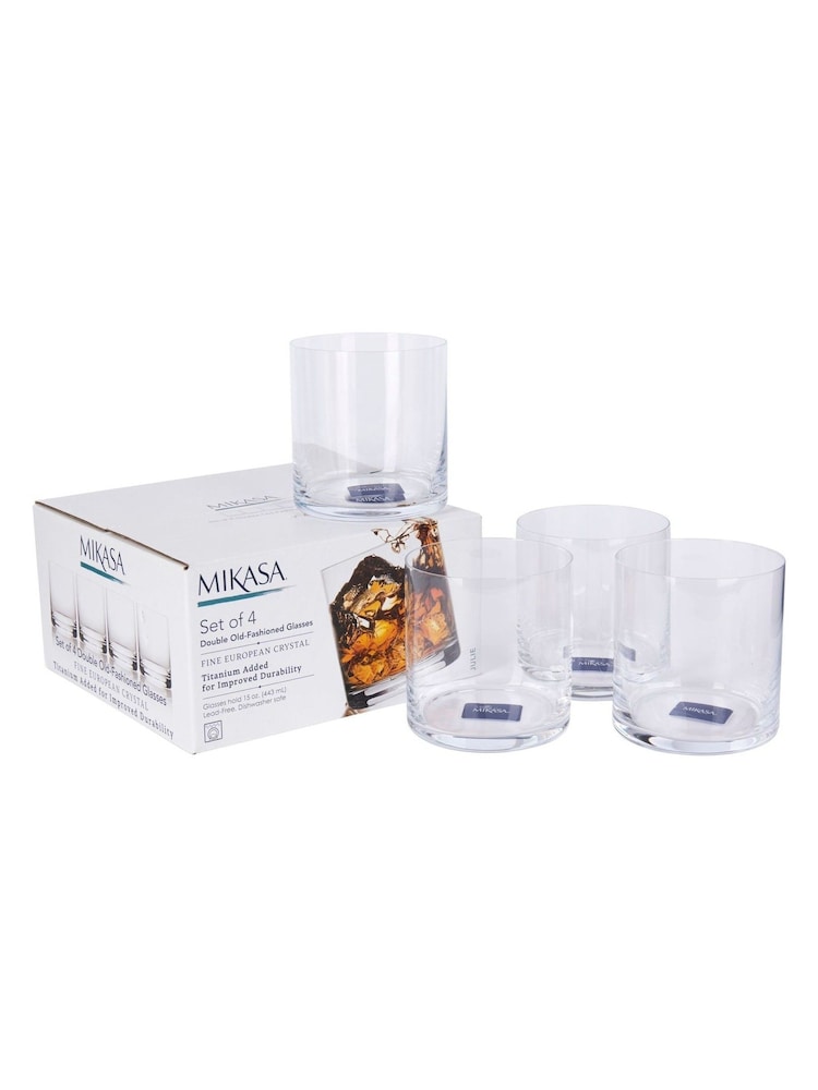 Mikasa Set of 4 Clear Double Old Fashioned Glass - Image 6 of 6