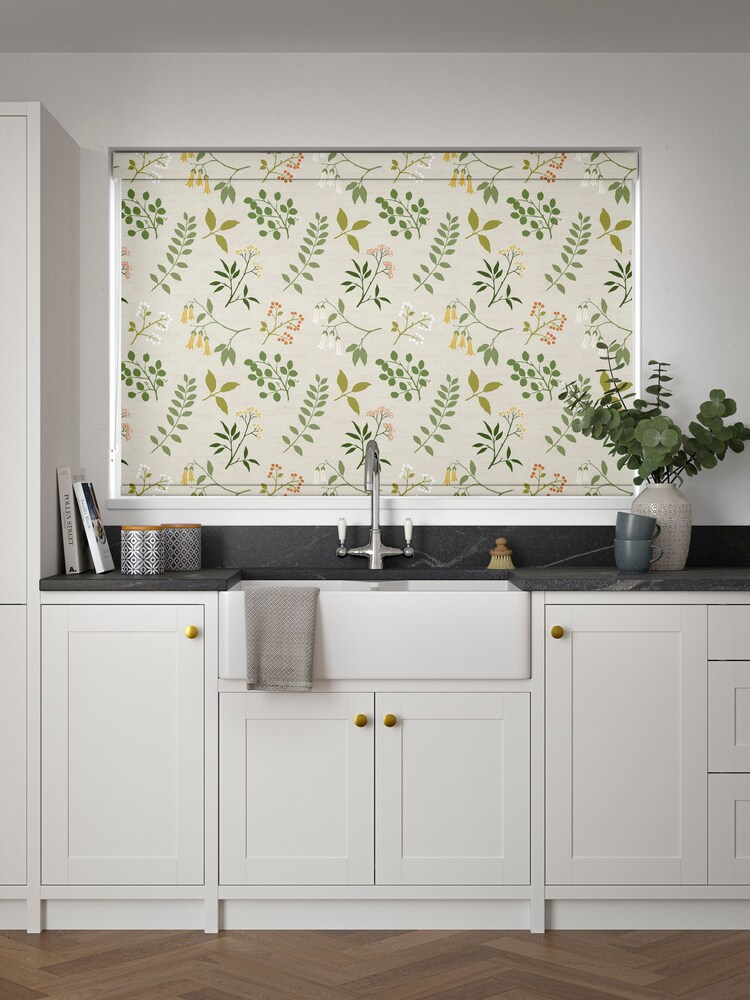 Yellow Printed Leaves Made to Measure Roller Blind - Image 2 of 6