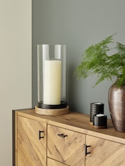 Black Extra Large Glass and Metal Hurricane Candle Holder - Image 1 of 4