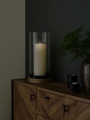 Black Extra Large Glass and Metal Hurricane Candle Holder - Image 2 of 4